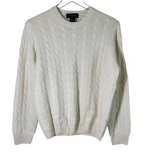 Brooks Brothers | 4 Ply 100% Italian Cashmere Cream Cable Knit Sweater Size L